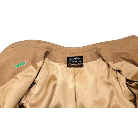 Vintage Gino Rossi For Wilson Camel Hair Coat Women Size 12 Pockets Button Front - Picture 12 of 13